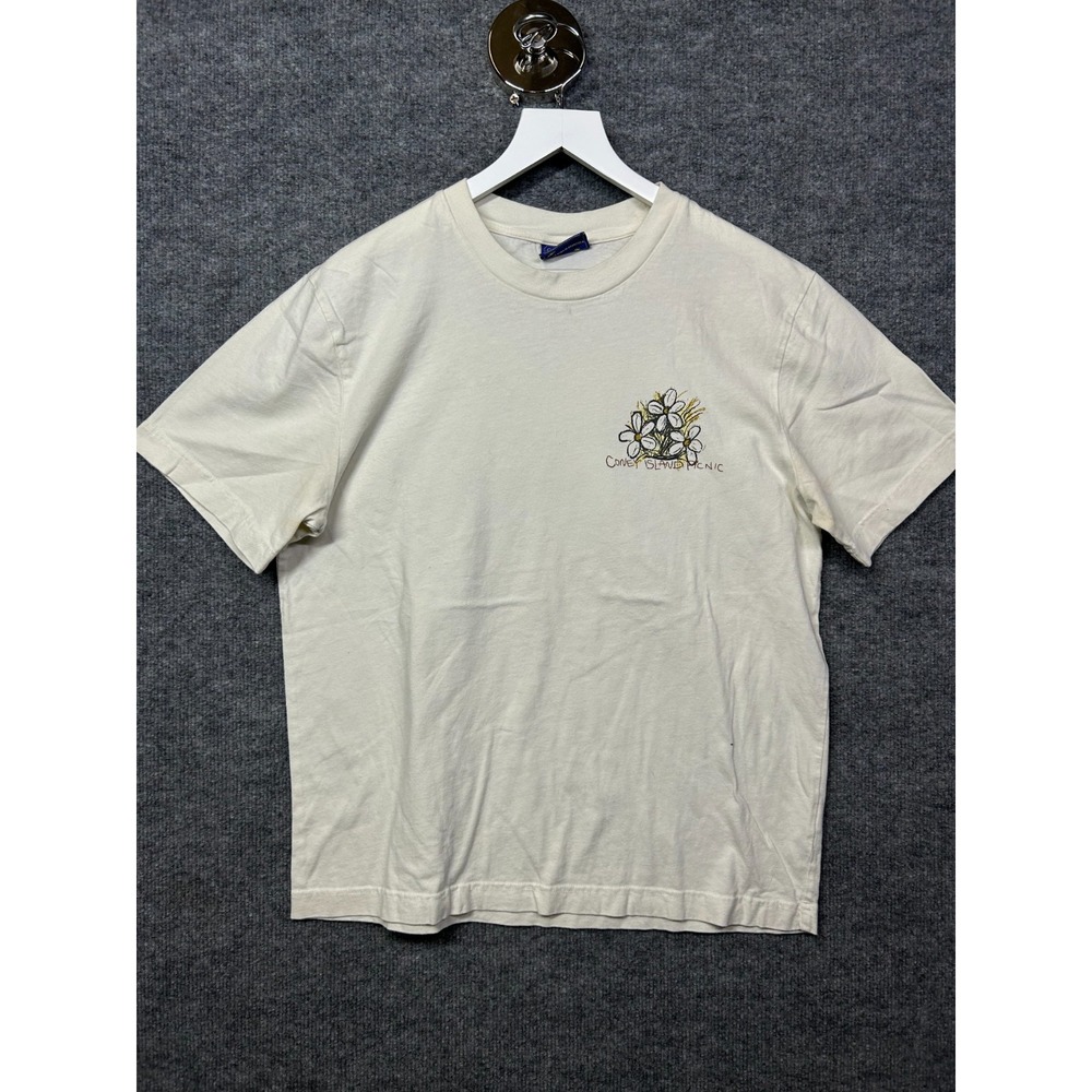 Coney Island Picnic Flowers Graphic T-Shirt Men's White Short Sleeve - Medium